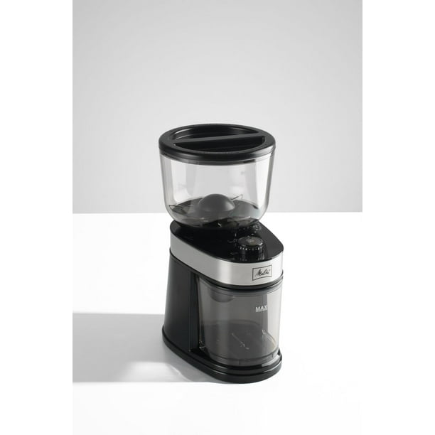 melitta whole bean flat burr coffee grinder black stainless steel