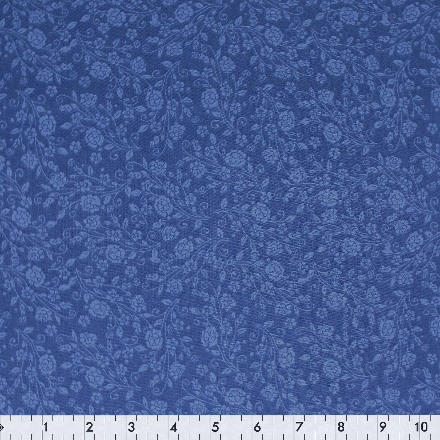 Fabric Creations Navy Blue with Light Blue Floral Vines Cotton Fabric
