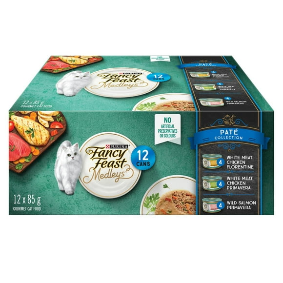 Fancy Feast Medleys Pâté Collection Variety Pack, Wet Cat Food 12 x 85 g, 12 x 85 g