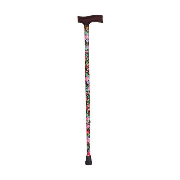 DMI Deluxe Adjustable Aluminum Cane Derby-Top Handle, Floral