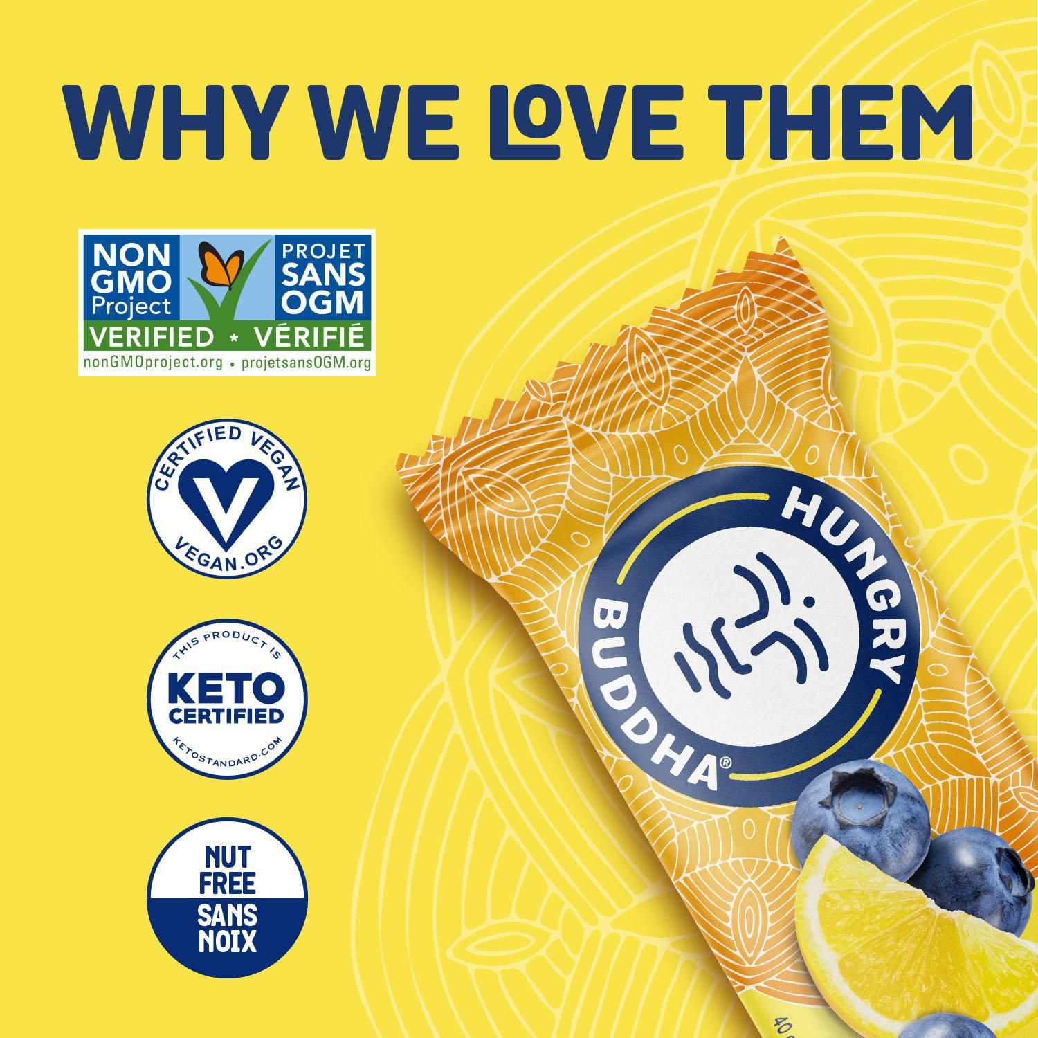 Hungry Buddha Lemon Blueberry Bar | 40g, HB Vegan Protein Bars