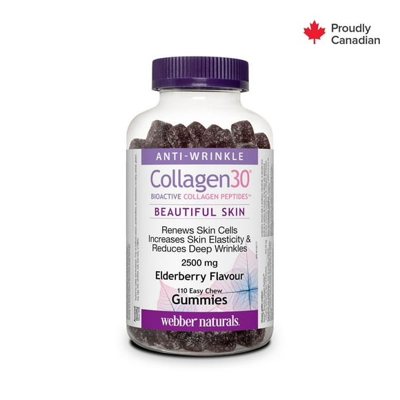 Webber Naturals Collagen30® Bioactive Collagen PeptidesTM 2500 mg Elderberry <br>Gummies, 110 Gummies