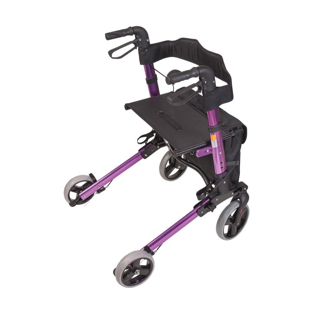 HealthSmart Rollator Walker with Seat and Backrest, Adjustable Handle
