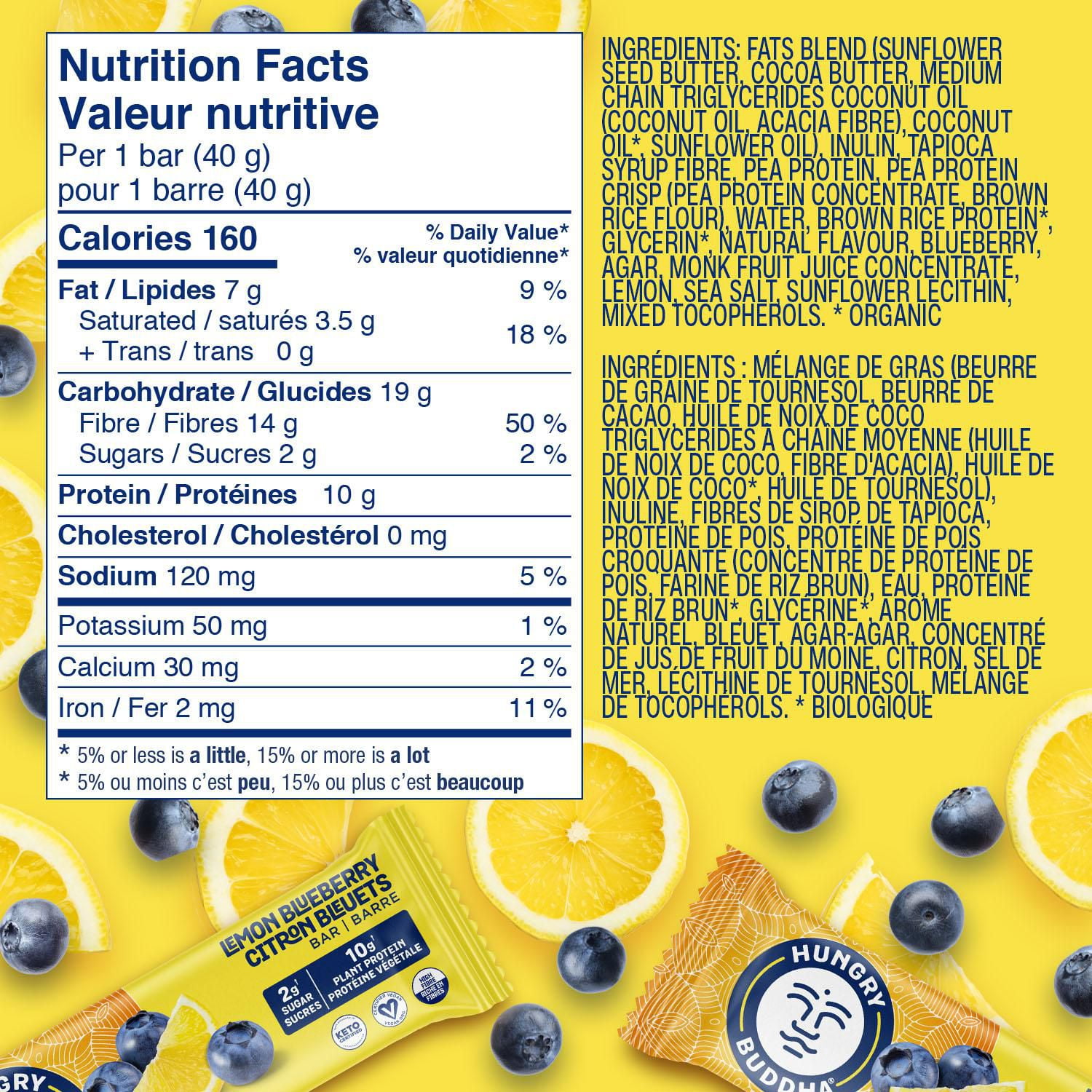 Hungry Buddha Lemon Blueberry Bar | 40g, HB Vegan Protein Bars