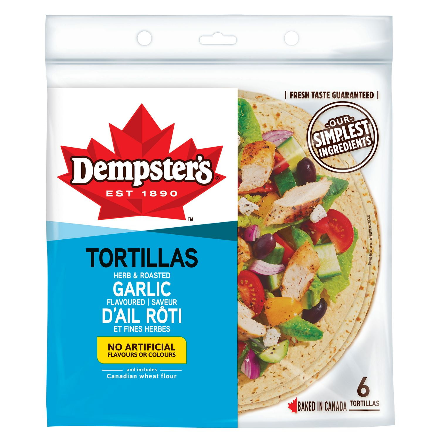 Dempster’s® Herb and Roasted Garlic Flavoured 10" Tortillas Walmart