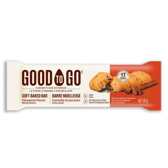 GOOD TO GO Cinnamon Pecan Soft Baked Bars 40g, Almond Flour Bar GF Vegan