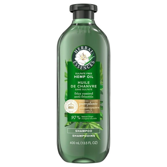 Herbal Essences Hemp Oil Sulfate Free Shampoo, Frizz Control, with Certified Camellia Oil and Aloe Vera, For All Hair Types, Especially Frizzy Hair, 400ML