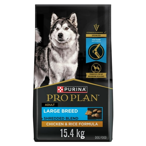 Purina Pro Plan Specialized Large Breed Shredded Blend Chicken & Rice Formula, Dry Dog Food 15.4 kg