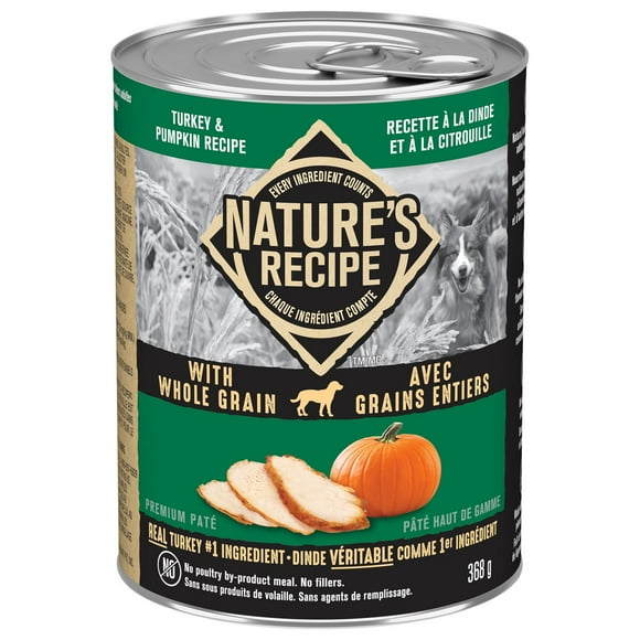 Nature's Recipe Whole Grain Premium Paté Wet Dog Food, Turkey & Pumpkin Recipe, 368g