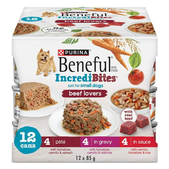 Purina Beneful IncrediBites Emballage Assorti Amateurs de Bœuf, Nourriture Humide pour Chiens 85 g x 12 85 g x 12
