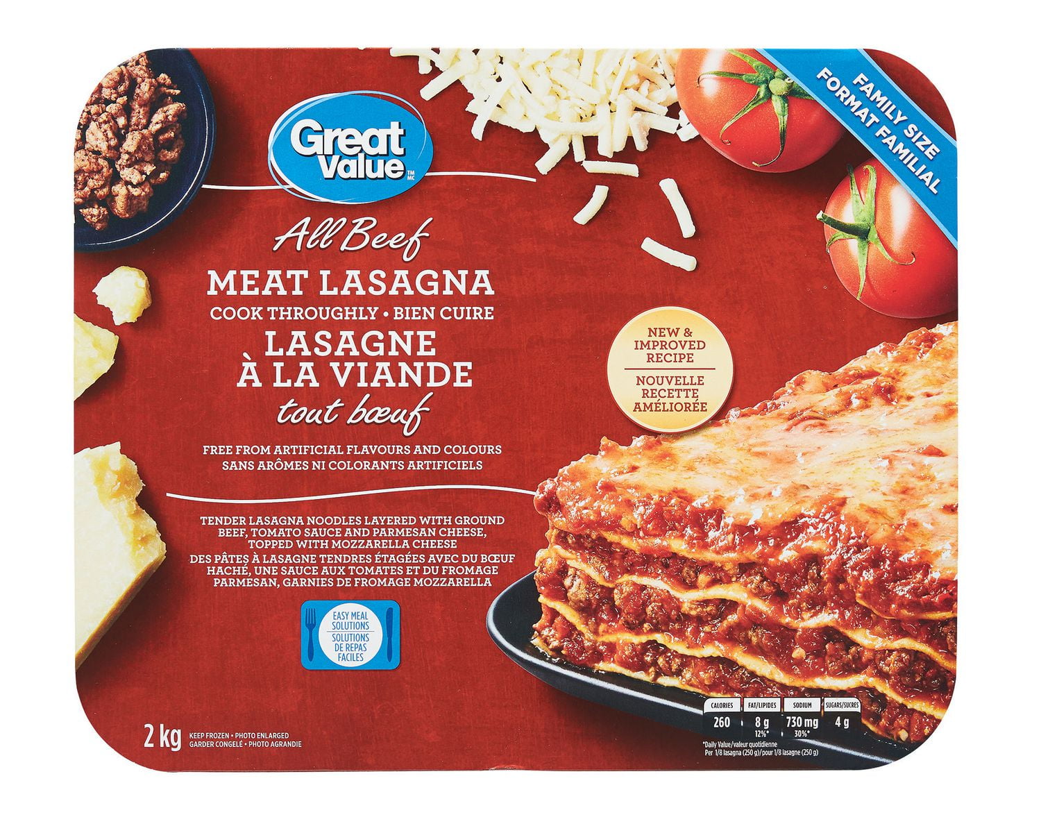 Great Value All Beef Lasagna meal Walmart Canada