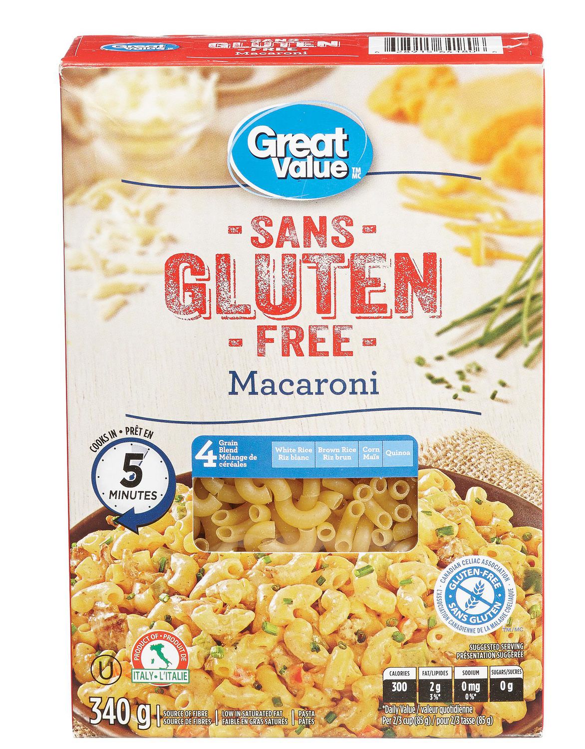 calories in great value gluten free macaroni and cheese