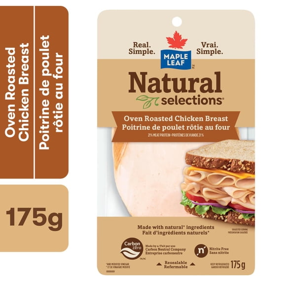 Maple Leaf Natural Selections Sliced Deli Chicken Breast Oven Roasted, 175 g