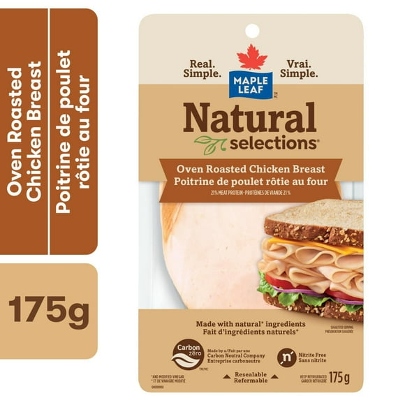 Maple Leaf Natural Selections Sliced Deli Chicken Breast Oven Roasted, 175 g