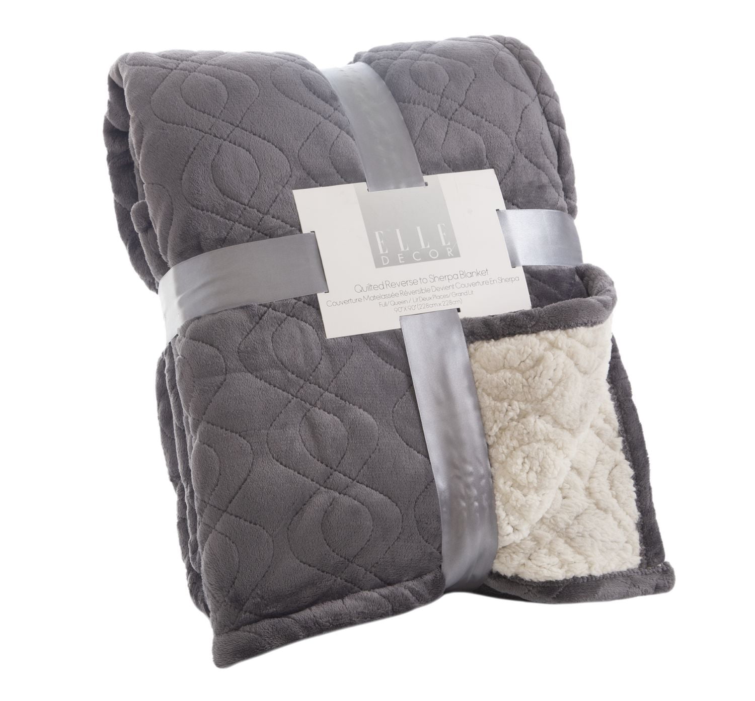 Elle Decor Cable Embossed Plush Sherpa Lined Bed Blanket Walmart Canada