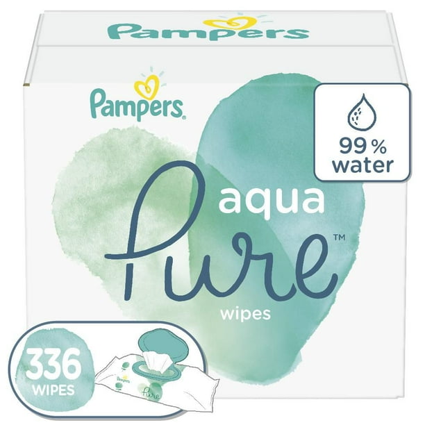 Lingettes pour bébés Pampers Aqua Pure Sensitive, 6X boîtes distributrices, 336 lingettes 336CT