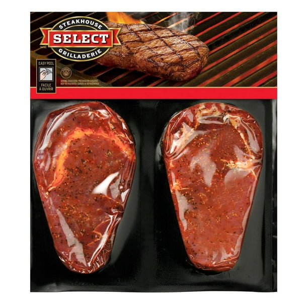Bifteck de faux-filet assaisonné avec épice à bifteck Montréal de Grilladerie Select