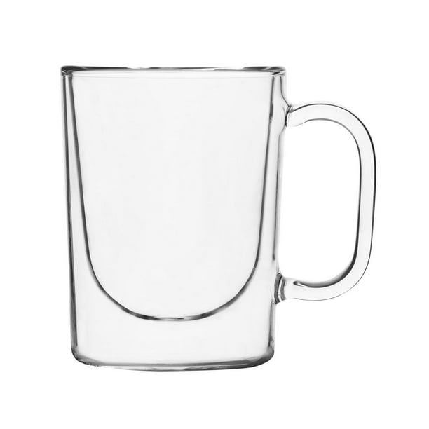 Safdie & Co. Premium Barista Glass Coffee Mugs with Handle, Transparent