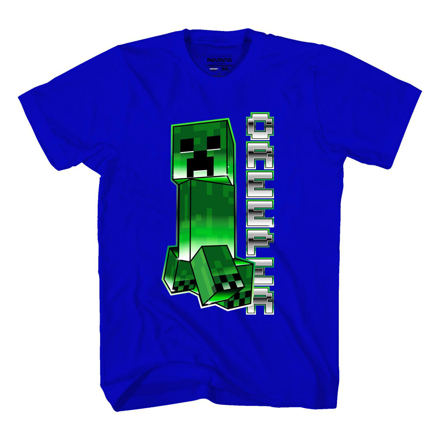 Boys Minecraft Creeper Chrome Short Sleeve T-Shirt