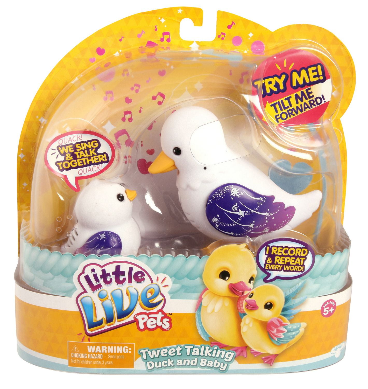 Little Live Pets Sparkle Family Tweet Talking Duck And Baby Doll