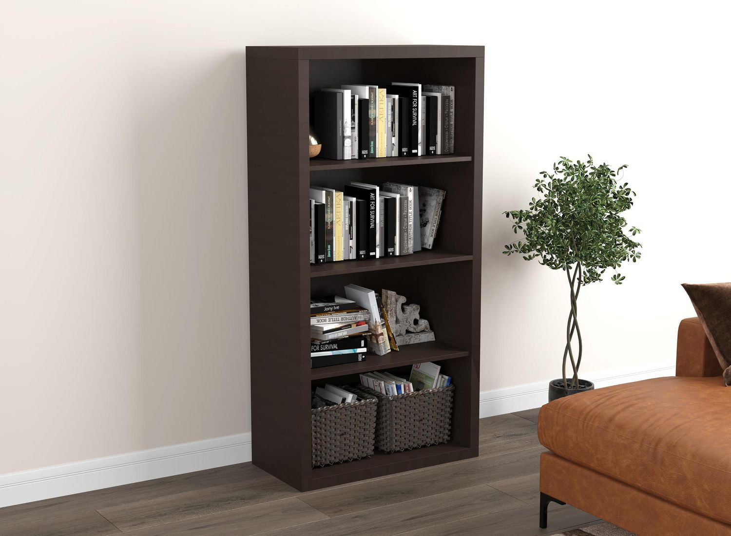 Safdie & Co. Bookshelf Cappuccino With 4 Shelves Walmart Canada