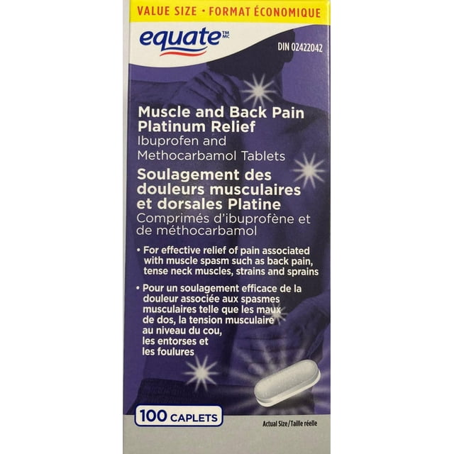 Equate Muscle and Back Pain Platinum Relief, Ibuprofen and Methocarbamol Tablets