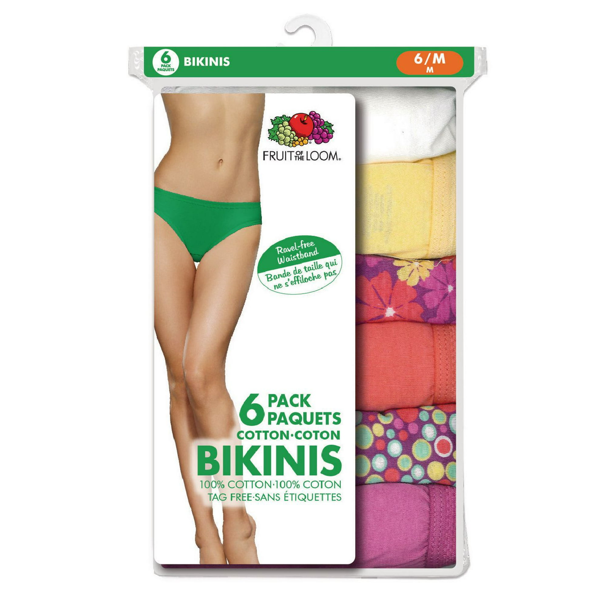 Fruit of the Loom Ladies' Cotton Bikini Panties, 6-Pack 
