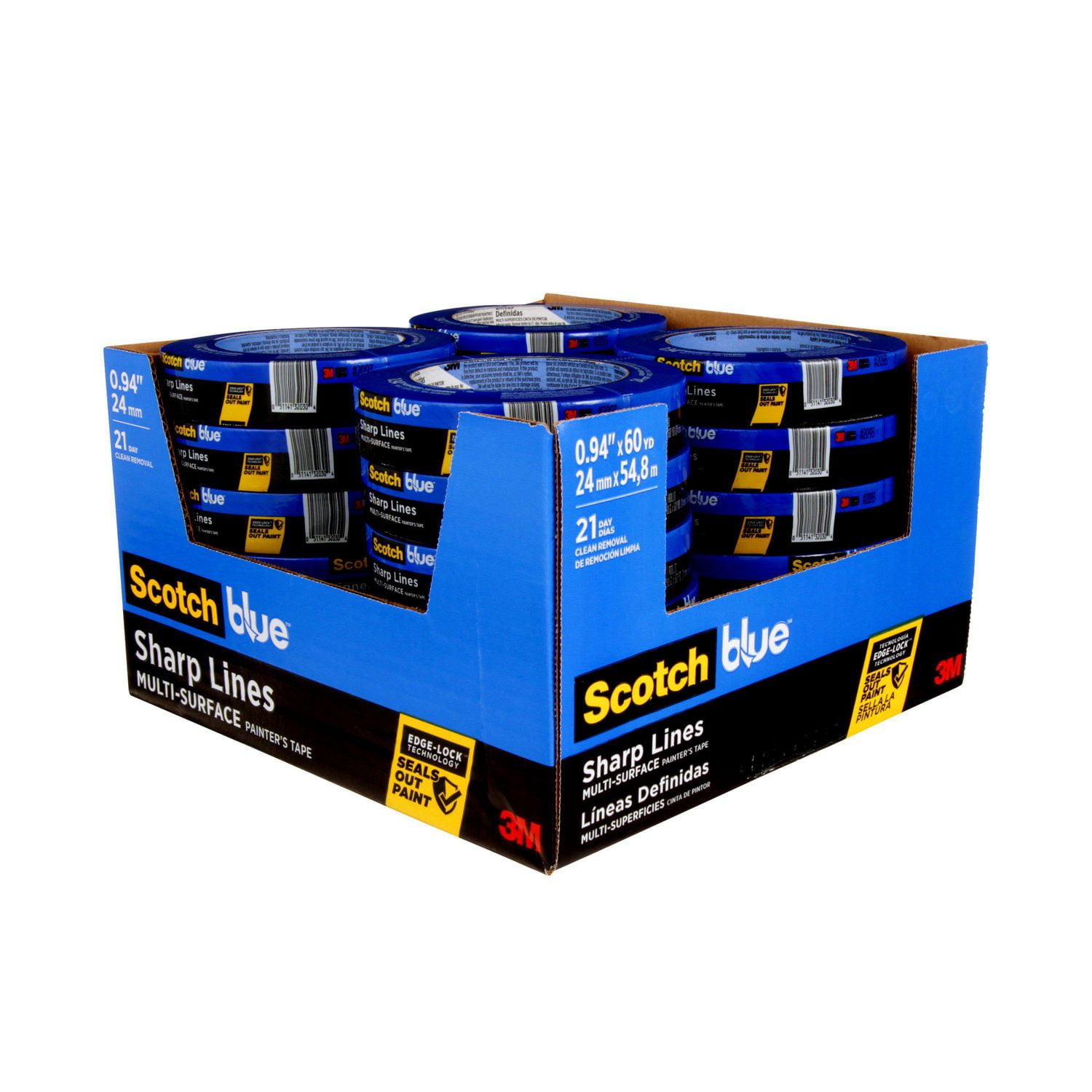 24mmx54,8m 3 Rolls scotch blue painters tape 0.94in x 60 YD 