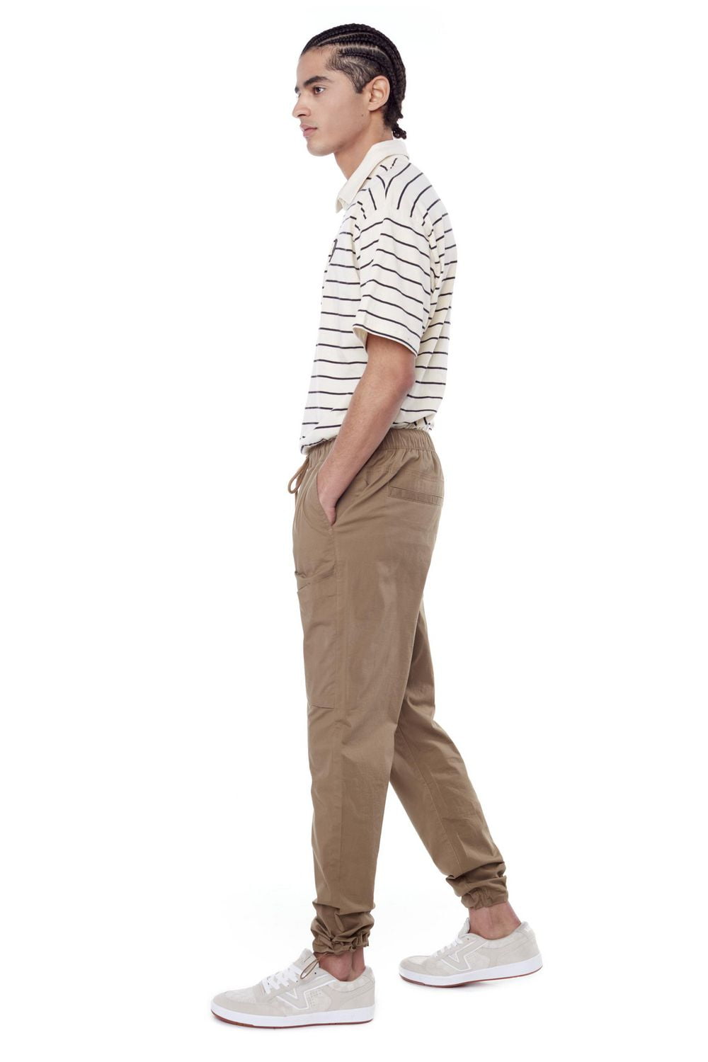 Jeaniologie ™ Pantalon de jogging pour hommes avec poches sur le devant avec velcro caché-Beige