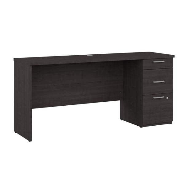 Bestar Logan 65W Computer Desk with Drawers in charcoal maple - Walmart.ca