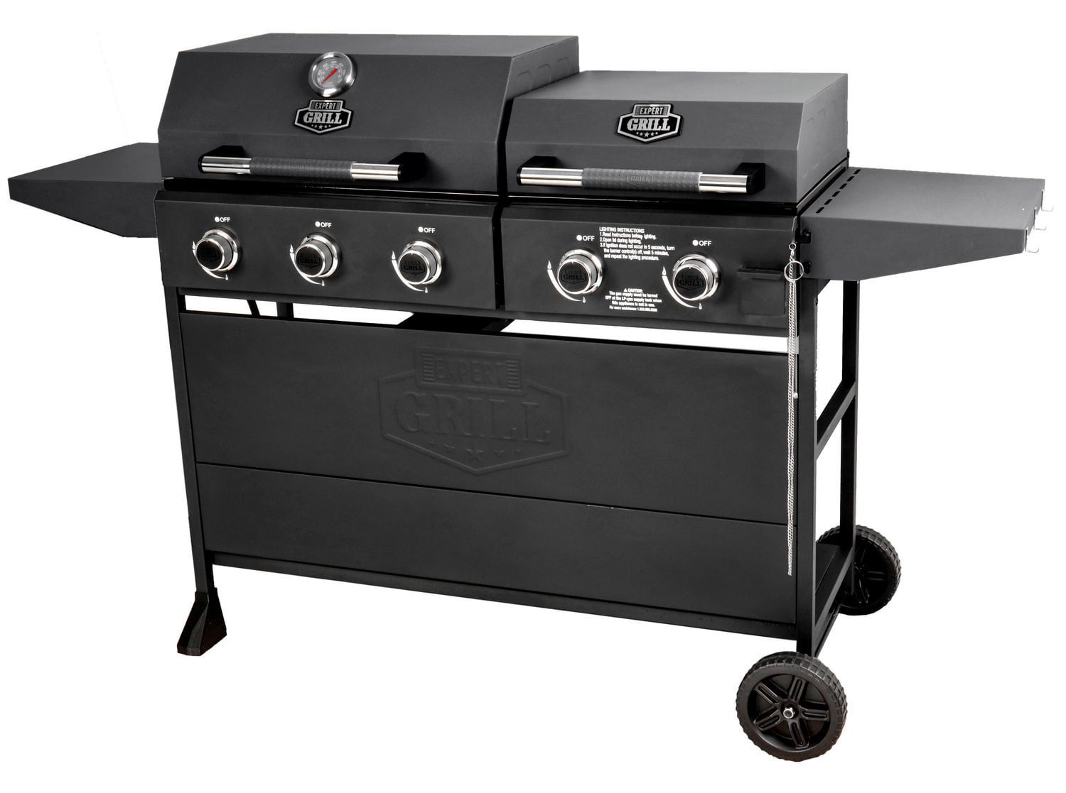 EXPERT GRILL 5 Burner Gas Griddle Combo Grill Black GGC2452WA C 694 Sq. In. total cooking area