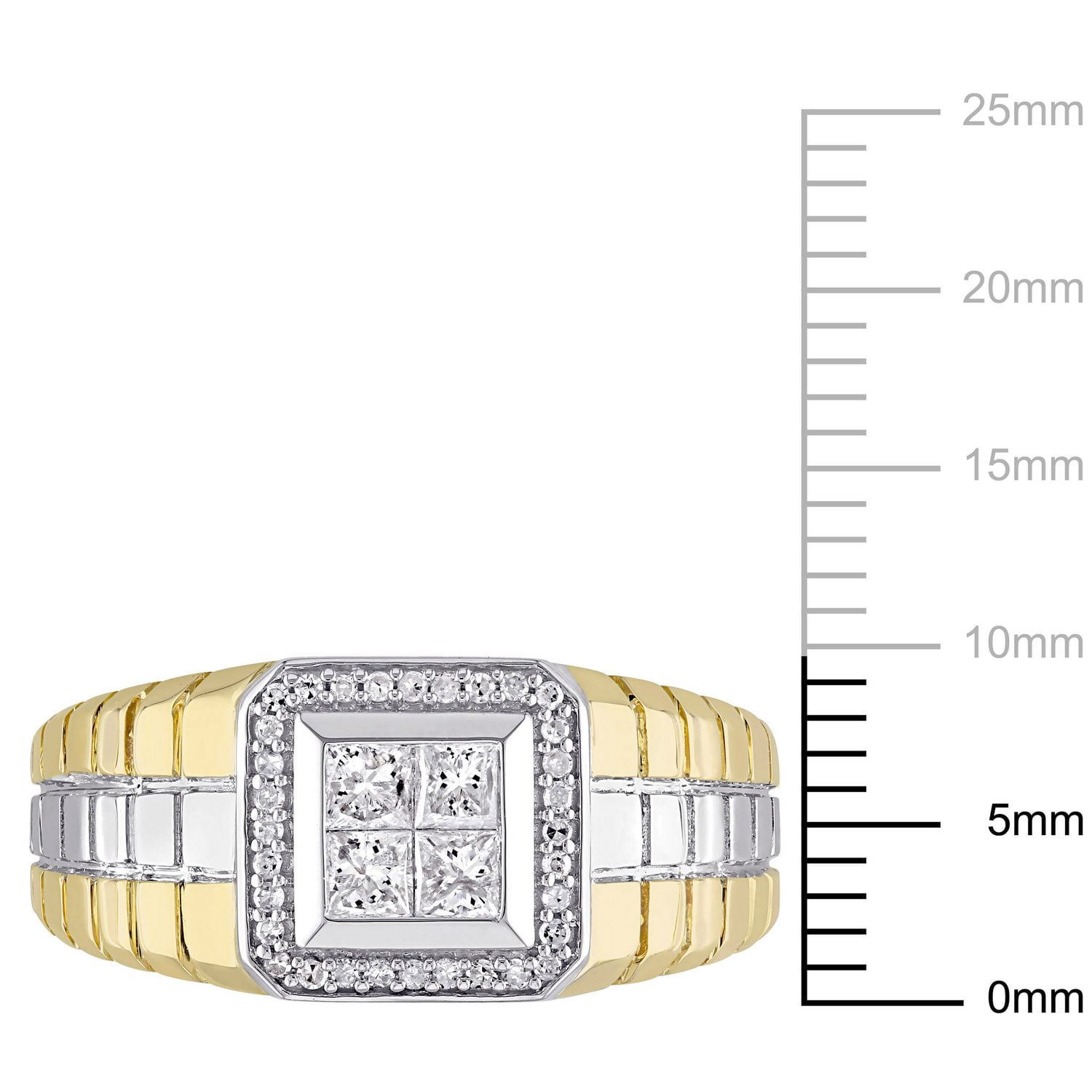 Bague Miabella pour hommes avec diamants coupe rondes et princesse 0,5 ct poids total en or double ton 10 k