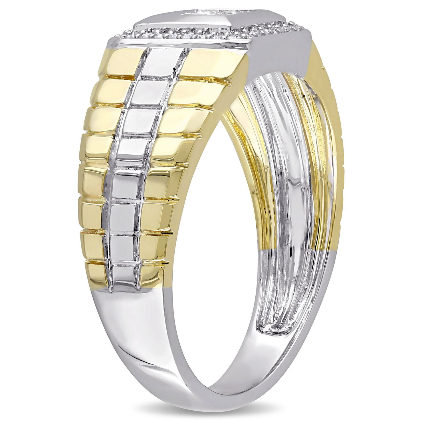 Bague Miabella pour hommes avec diamants coupe rondes et princesse 0,5 ct poids total en or double ton 10 k