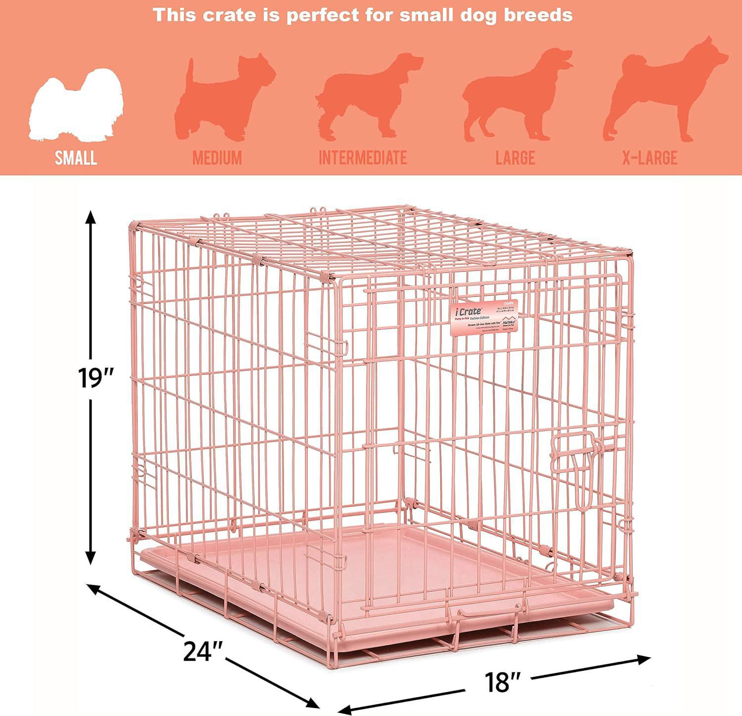 Midwest Icrate 24 Inch Pink Single Door For Dogs Walmart