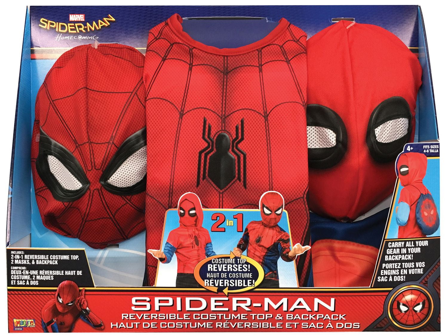 Rubie's SpiderMan 2in1 Top &  Back Pack Reversible Costume
