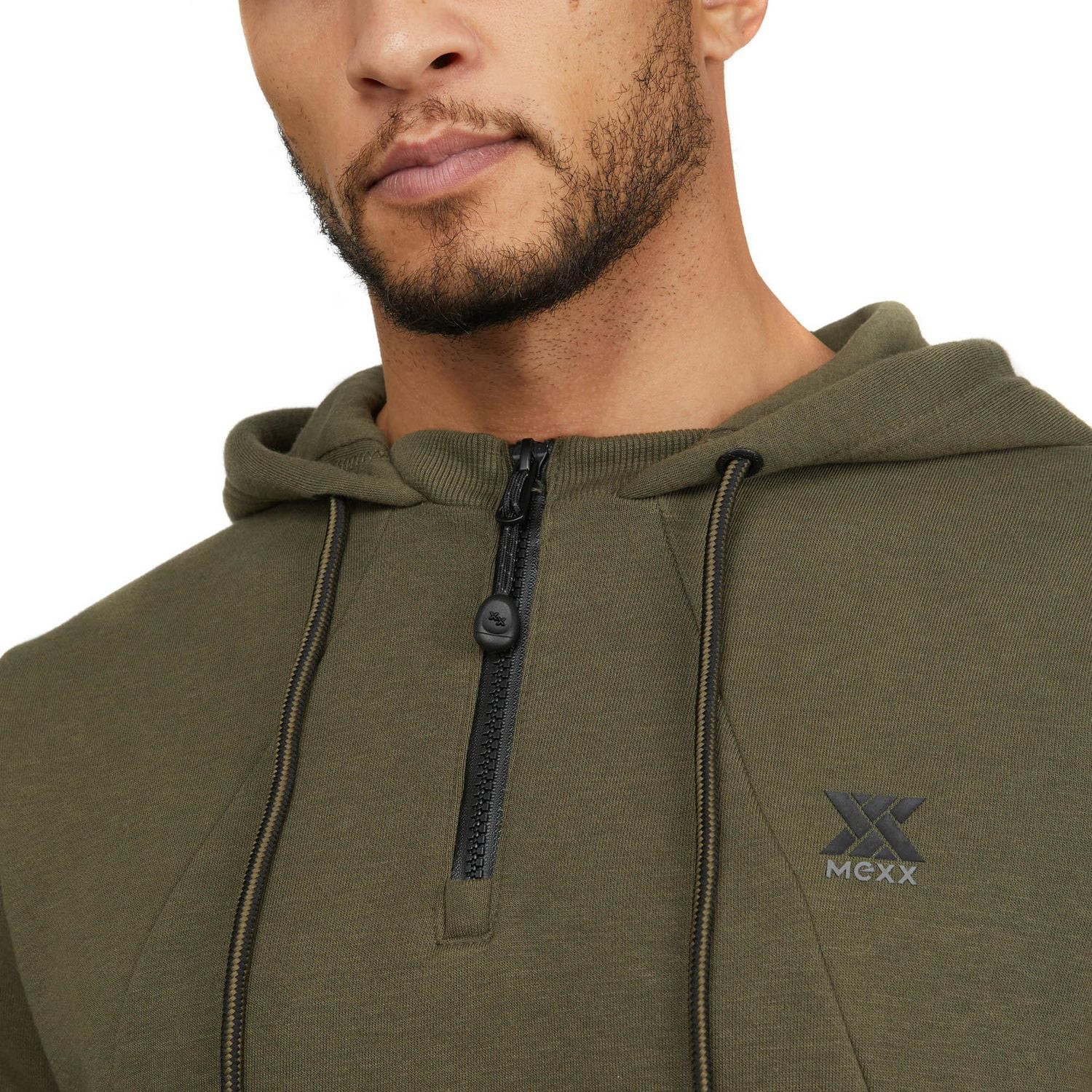 Mexx Men’s Quarter Zip Pull Over Fleece Hoodie