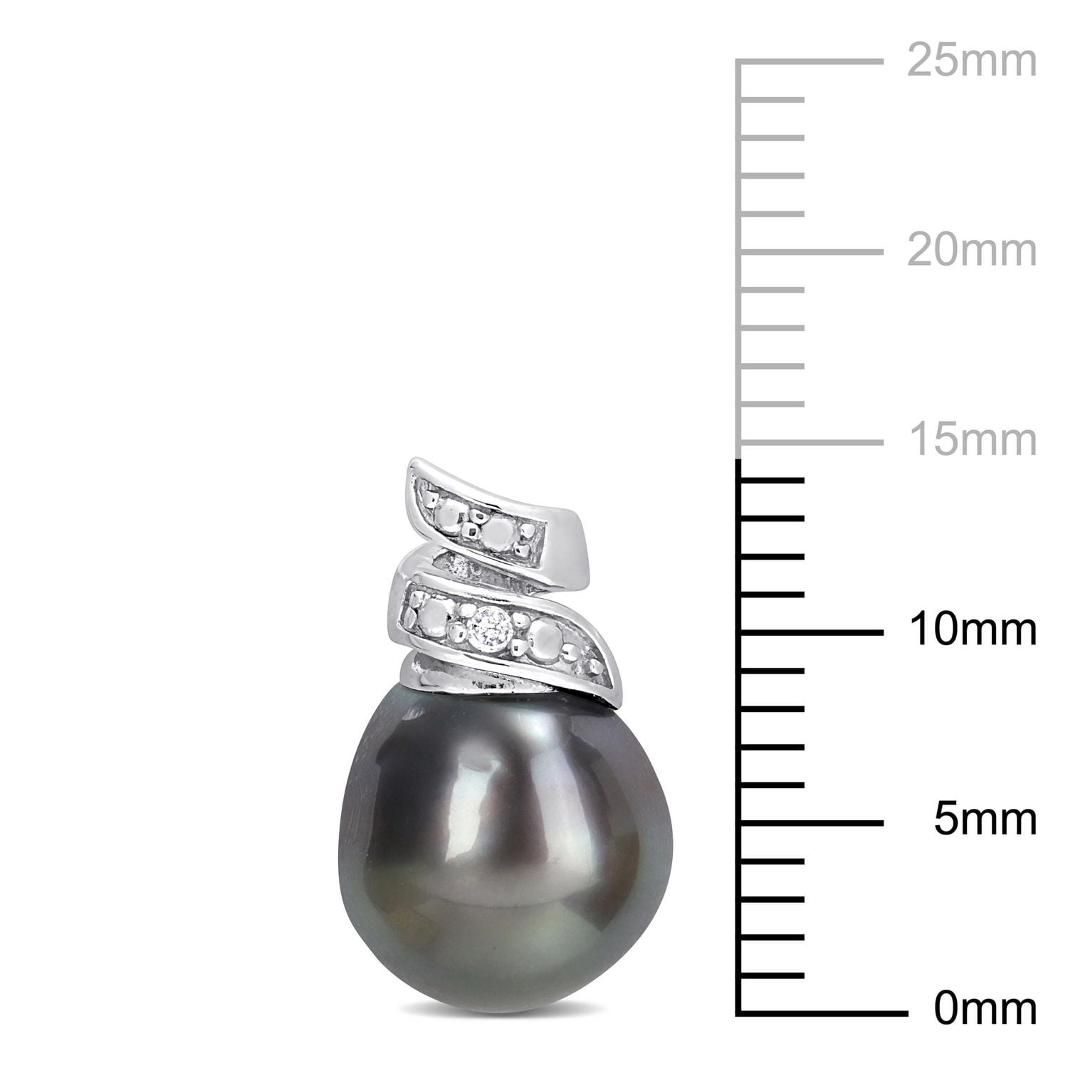 Miabella Tahitian Cultured Pearl and Diamond Accent Sterling Silver Swirl Stud Earrings