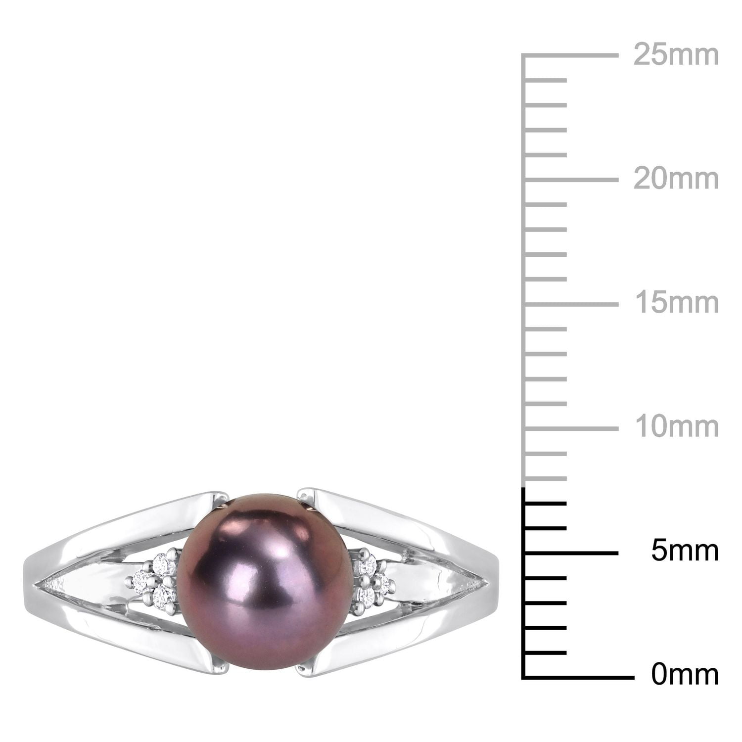 Miabella Black Freshwater Cultured Pearl and Diamond Accent Sterling Silver Split Shank Ring