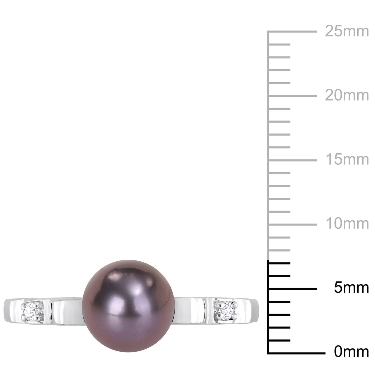 Miabella Black Freshwater Cultured Pearl and White Topaz Sterling Silver Cocktail Ring