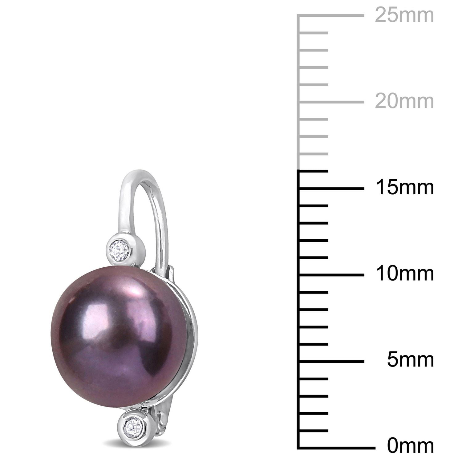 Miabella Freshwater Cultured Pearl and Diamond Accent Sterling Silver Leverback Earrings