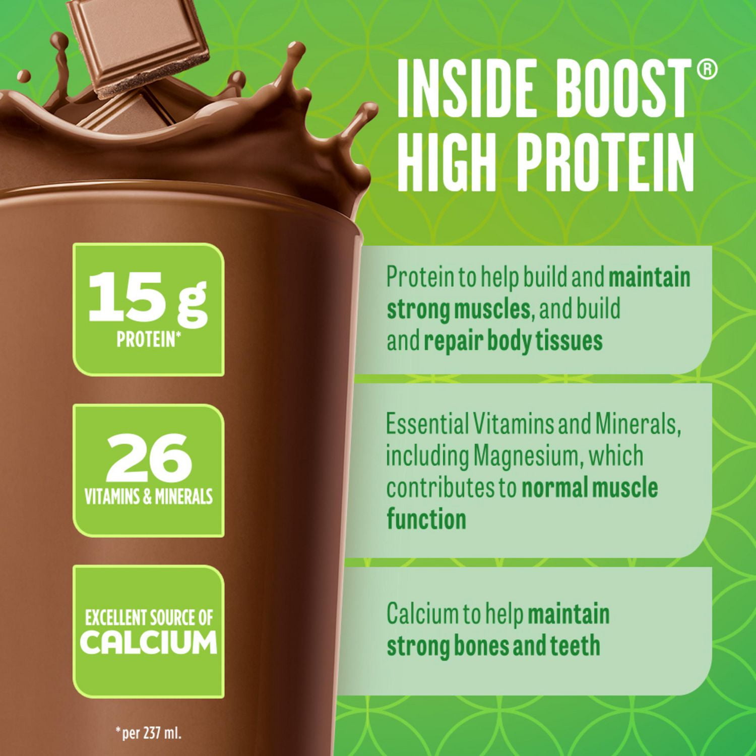 Substitut de repas liquide BOOST Hyperprotéiné Choco. 6 x 237 ml 6x237ML