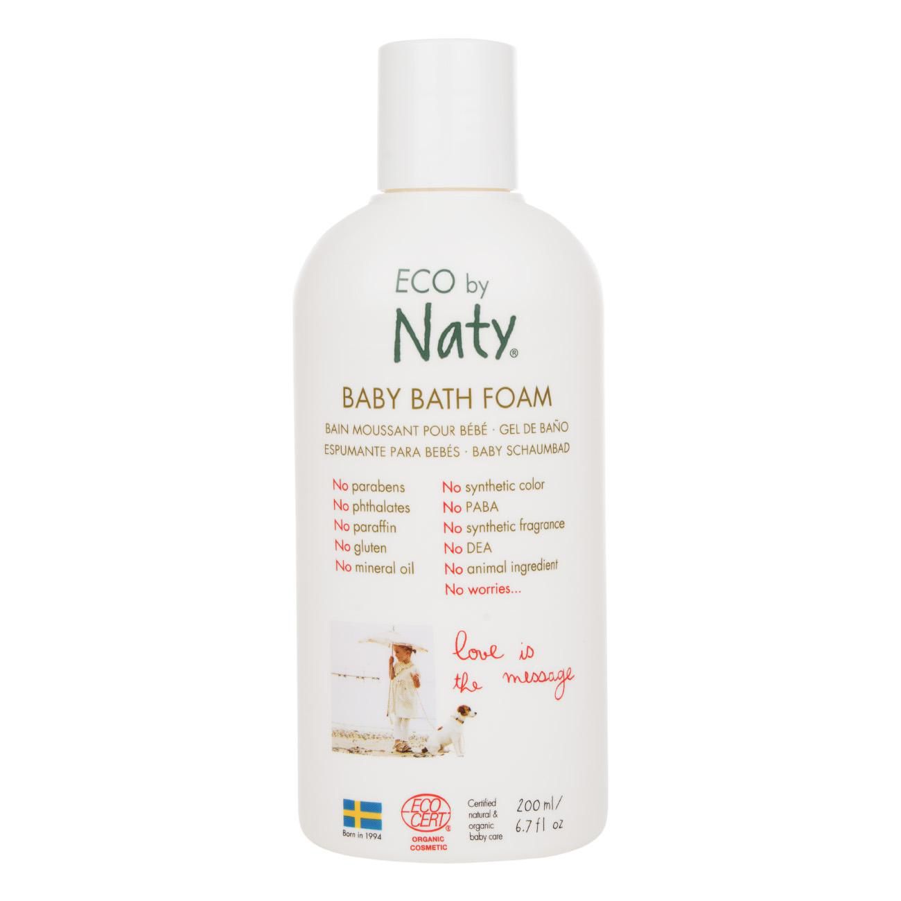 Eco By Naty Mousse De Bain Douce Pour Bebe Certifiee Par Ecocert Pour Peaux Sensibles Avec Ingredients Naturels Et Bio Sans Produits Chimiques Nocifs 6 X 6 7 Fl Once Bain Moussant