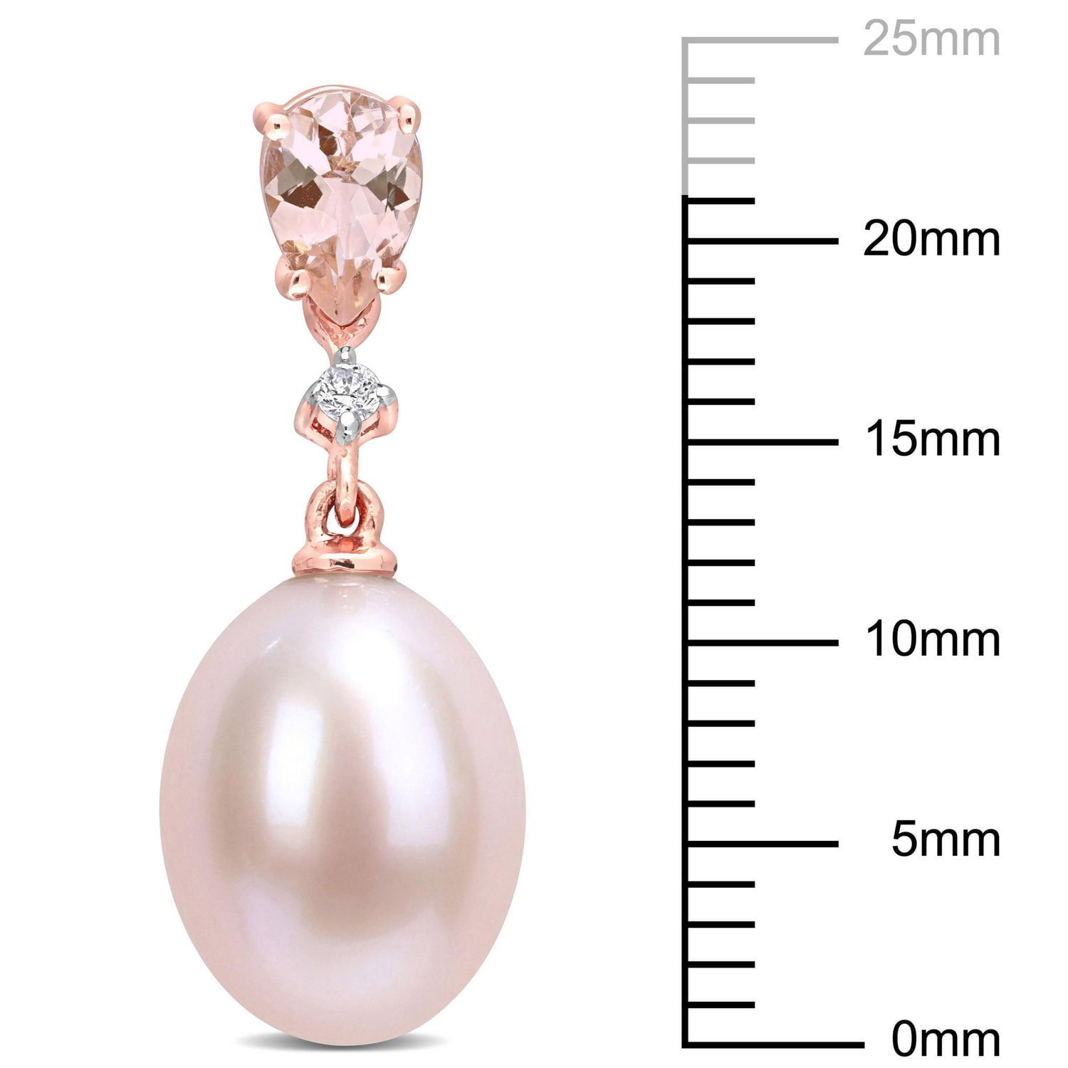 Miabella Freshwater Cultured Pearl 4/5 Carat T.G.W. Morganite and Diamond Accent 10k Rose Gold Drop Earrings