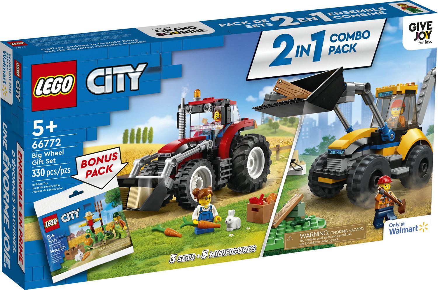 LEGO City Big Wheel Gift Set 66772, 2 in 1 Tractor and