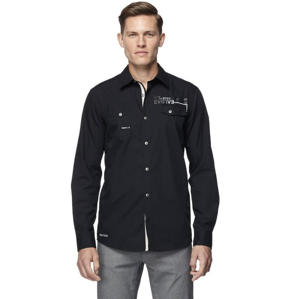 Dark Black Men's Long-Sleeve Shirt - Walmart.ca