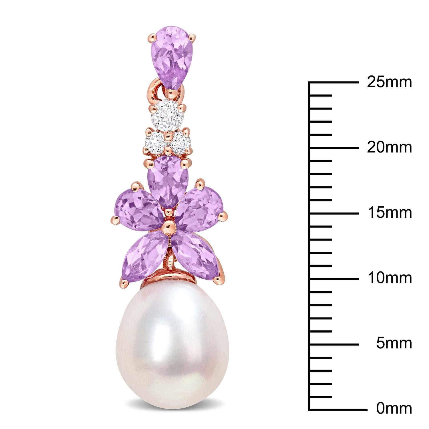 Boucles d'oreilles Miabella grappes florales en argent sterling plaqué or rose 18K perle culture d'eau douce, améthyste rose de France et topaze blanche