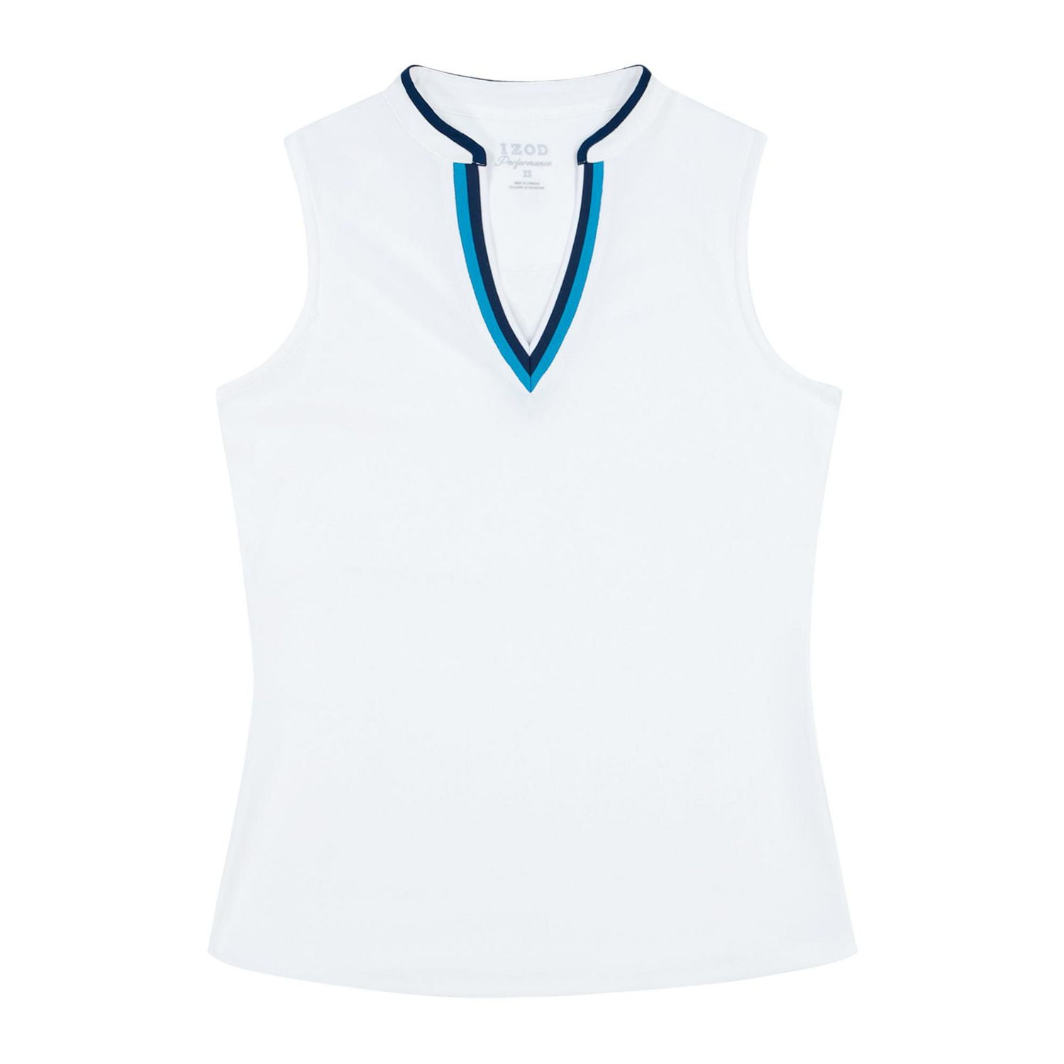 IZOD VEE-RONICA COLLARLESS POLO