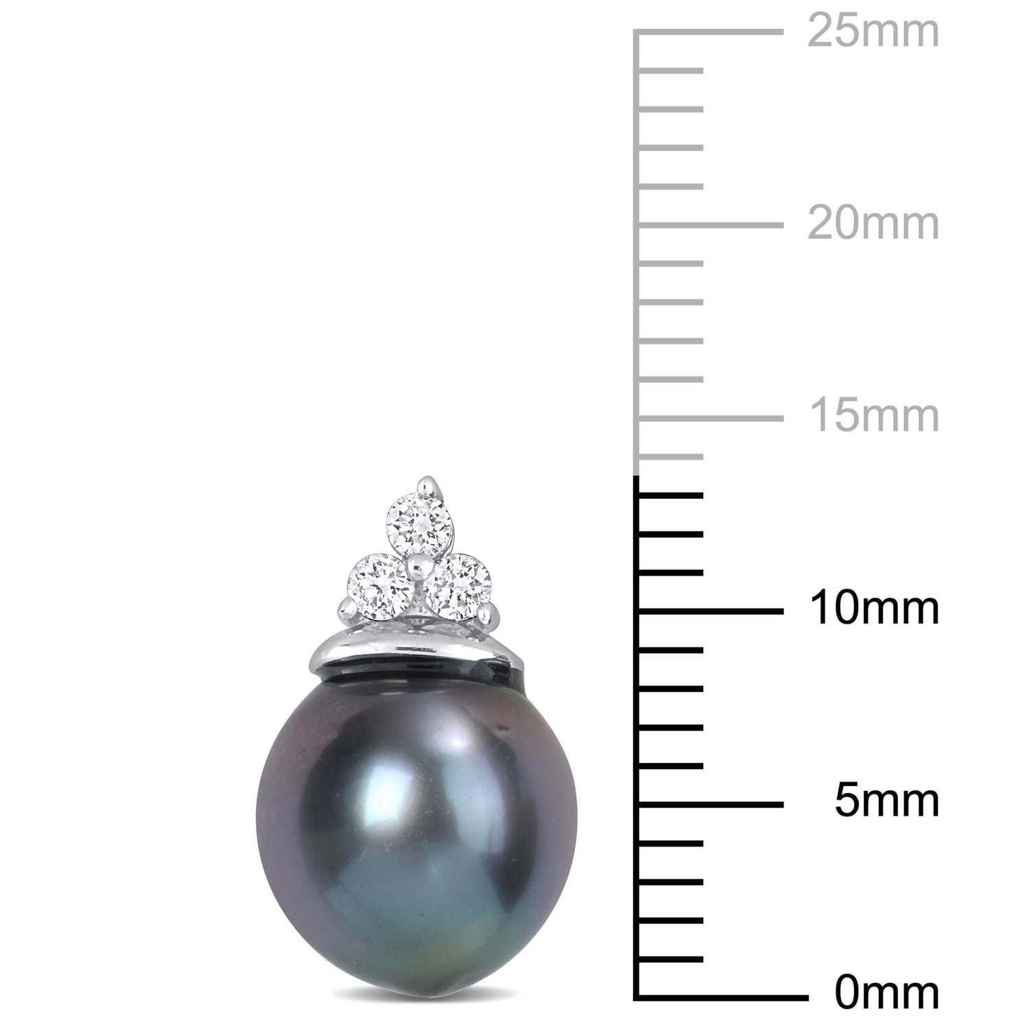 Boucles d'oreilles Miabella à 3 pierres en argent sterling avec perle culture Tahiti  et 1/8 ct. p.t. de diamant