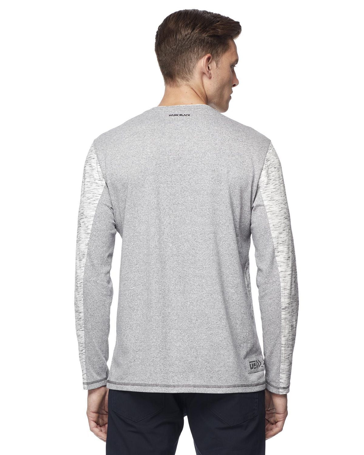 Dark Black Men's Long-Sleeve Graphic V-Neck T-Shirt