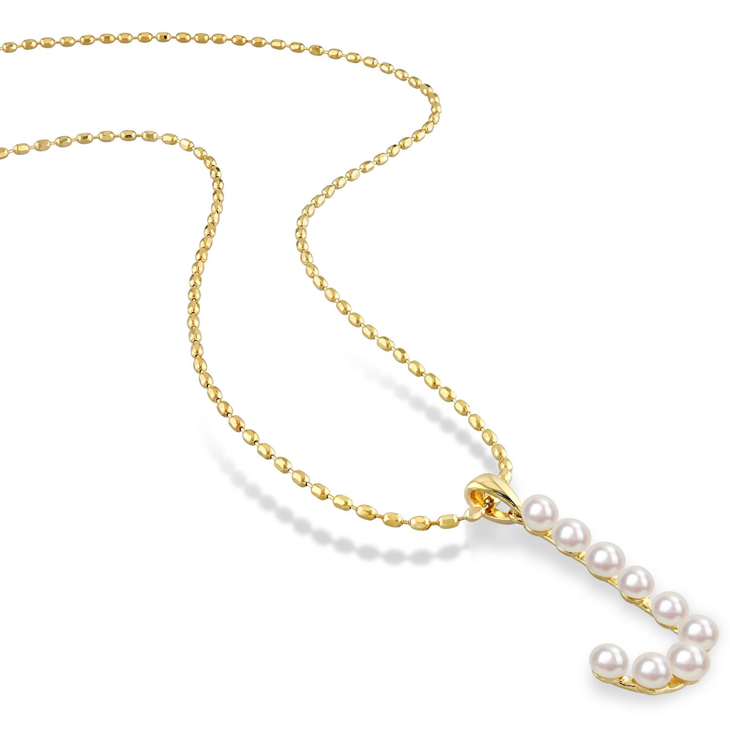 Collier initiale de Miabella avec perles culture d'eau douce en argent sterling plaqué en jaune